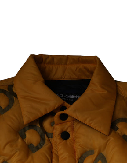 Dolce & Gabbana Yellow Logo Padded Buttoned Blouson Jacket