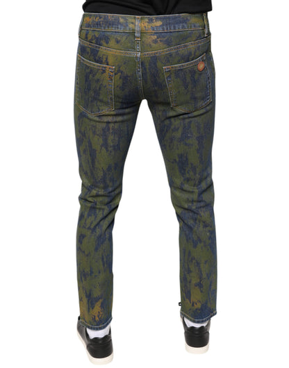 Dolce & Gabbana Blue Cotton Dye Slim Fit Men Denim Jeans