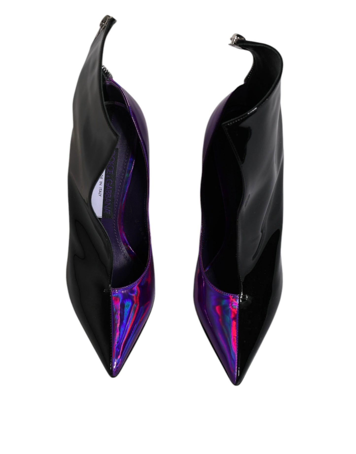 Dolce & Gabbana Purple Black Pointed Ankle Boots Shoes