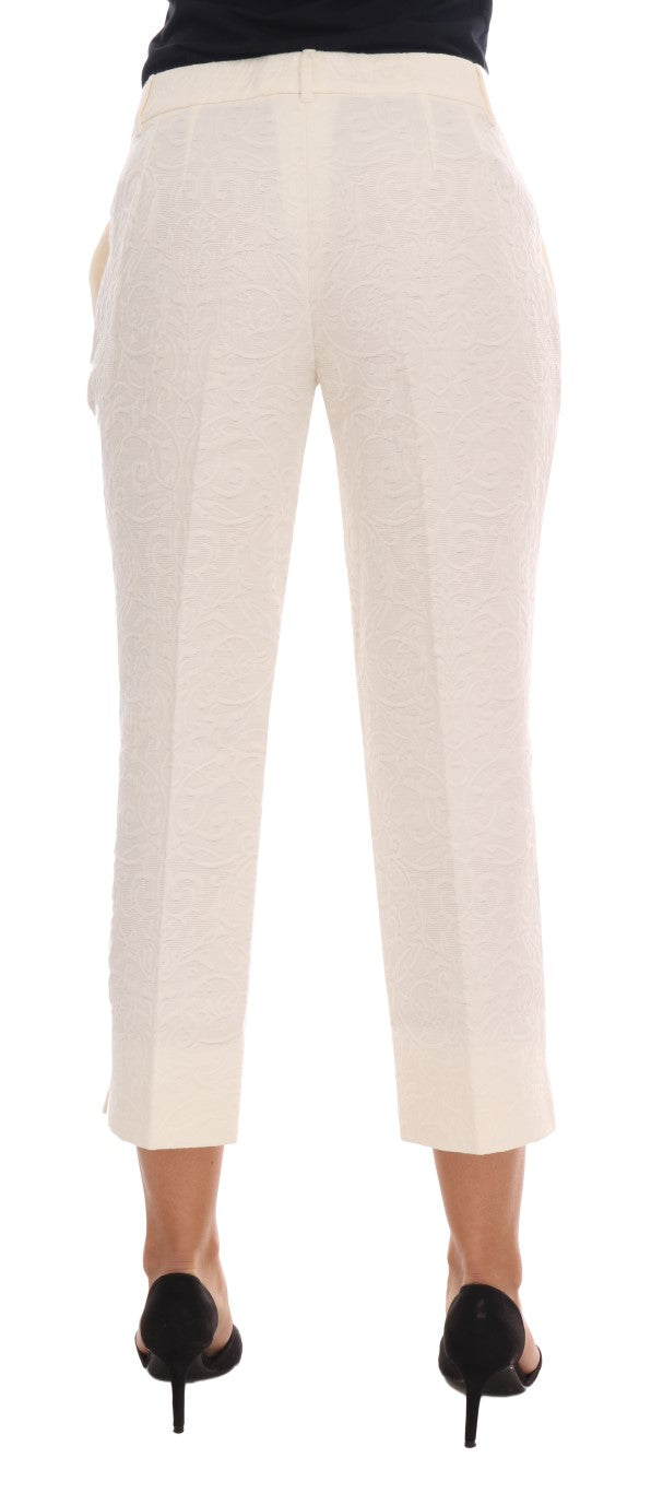 Dolce & Gabbana Elegant White Capri Pants - Cotton & Silk Blend