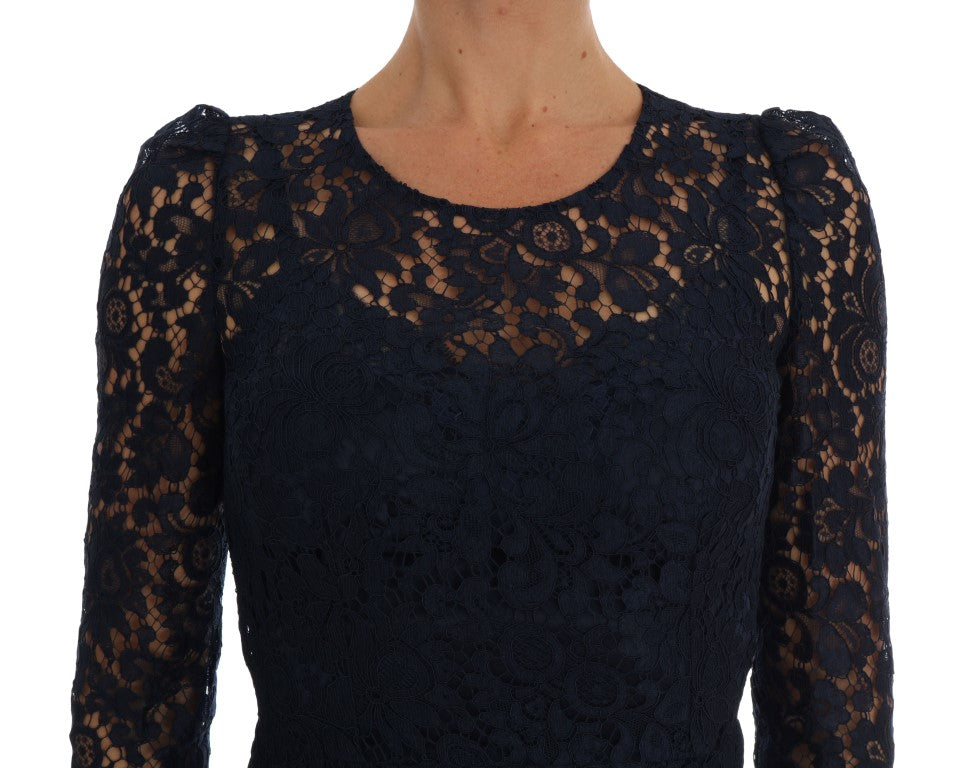 Dolce & Gabbana Elegant Floral Lace A-Line Dress