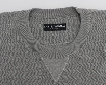 Dolce & Gabbana Elegant Gray Silk Crewneck Pullover Sweater