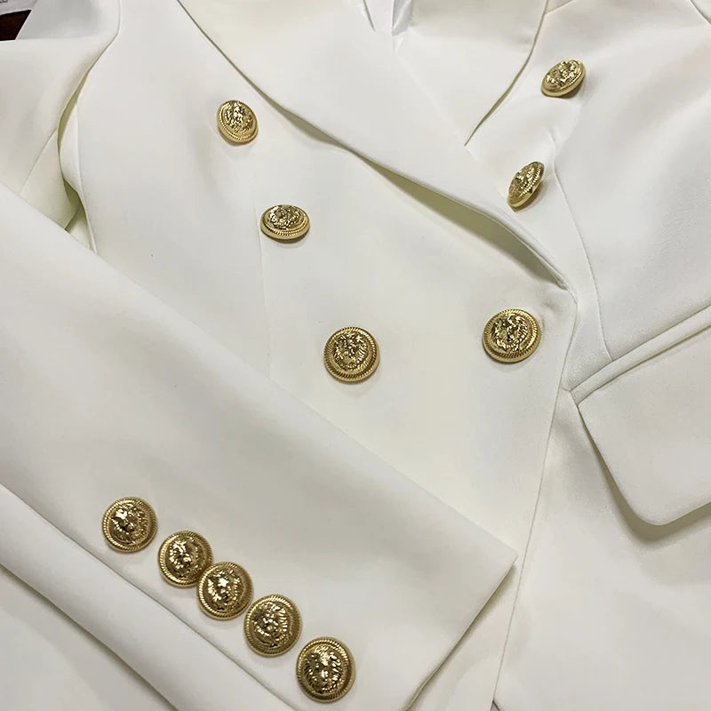 Double Breasted Metal Lion Buttons Blazer Outer