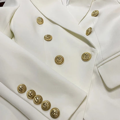 Double Breasted Metal Lion Buttons Blazer Outer