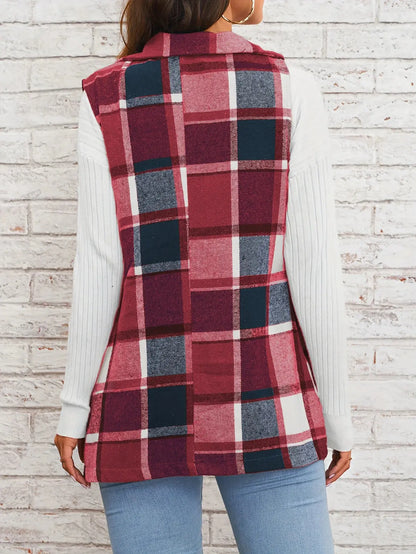 elegant commuting lapel plaid vest