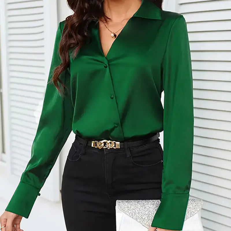 Elegant Satin Long Sleeved Shirt