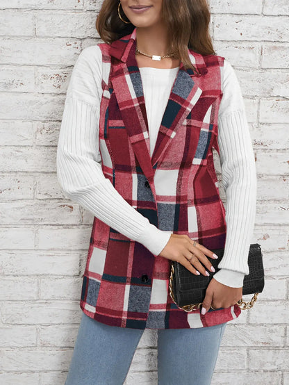 elegant commuting lapel plaid vest