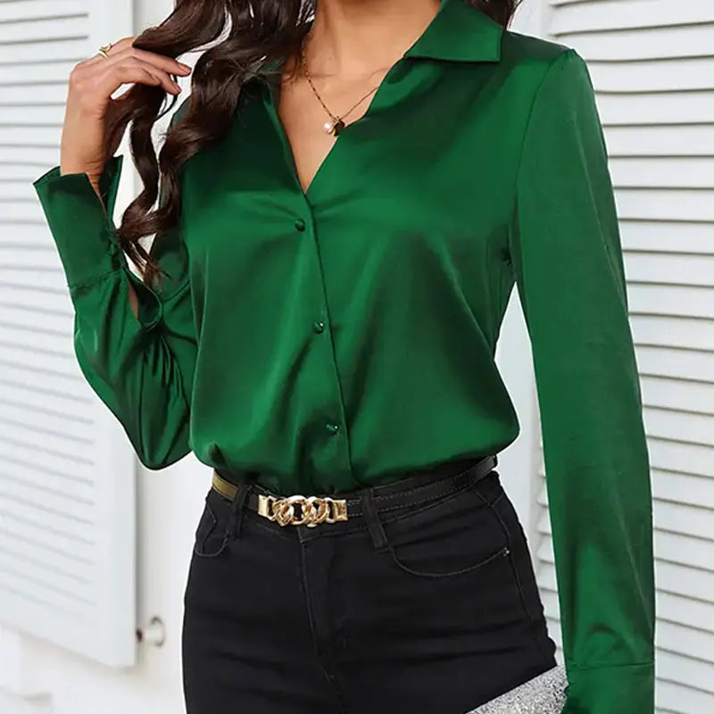 Elegant Satin Long Sleeved Shirt