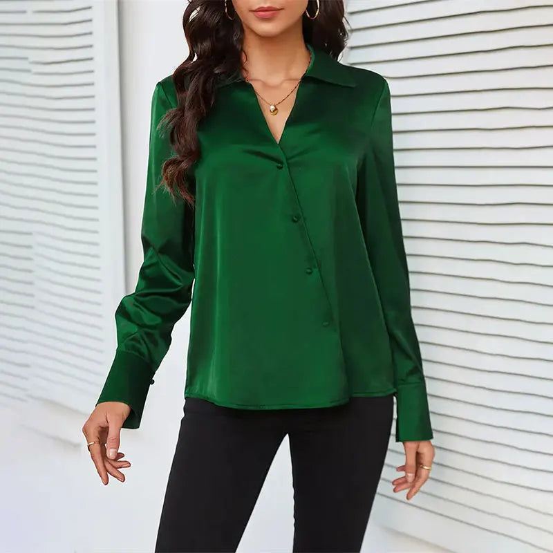 Elegant Satin Long Sleeved Shirt