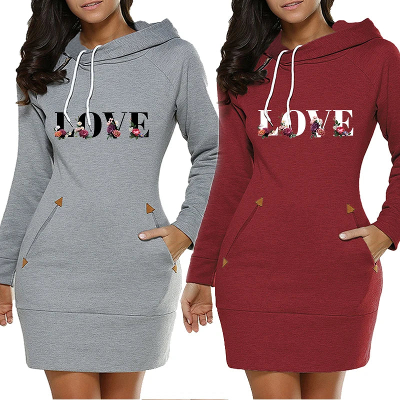 Long Sleeves Hooded Frock Dress