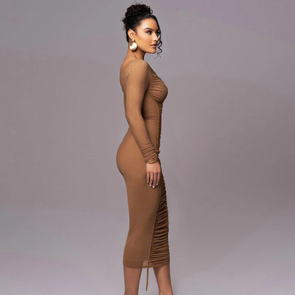 Mesh Long Sleeve Dress